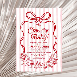 Ciao Baby Red Whimsical Italy Lemons Baby Shower Inbjudningar