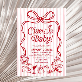 Ciao Baby Red Whimsical Italy Lemons Baby Shower Inbjudningar