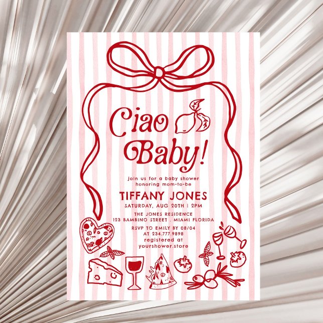 Ciao Baby Red Whimsical Italy Lemons Baby Shower Inbjudningar (Skapare uppladdad)