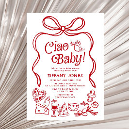 Ciao Baby Red Whimsical Italy Lemons Baby Shower Inbjudningar