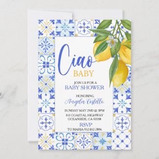 Ciao Baby Shower Amalfi Coast Citron Inbjudningar
