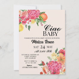 Ciao Baby shower Blommig Inbjudan