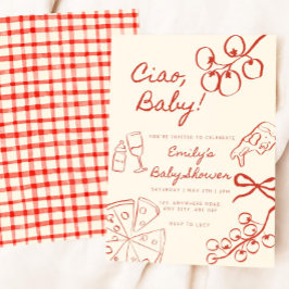 Ciao Baby Shower Inbjudan: Handritad Italiensk Inb Inbjudningar