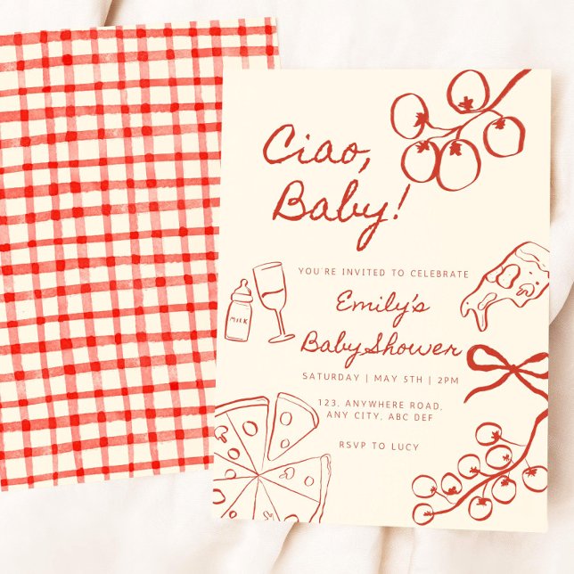 Ciao Baby Shower Inbjudan: Handritad Italiensk Inb Inbjudningar (Skapare uppladdad)