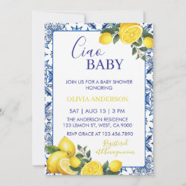 Ciao Baby Shower Italiensk citron Amalfi kusten In Inbjudningar