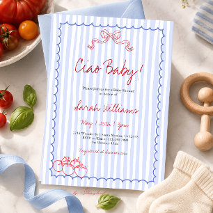Ciao Baby Shower Italiensk Tomat Baby Shower Inbjudningar