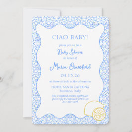 Ciao Baby Shower Italy Mediterranean Lemon Blue Inbjudningar
