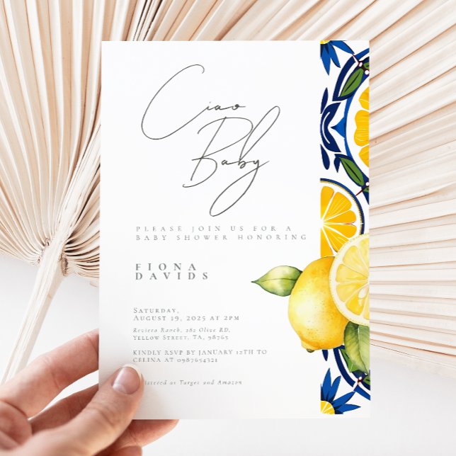 Ciao Baby Shower Lemon themed Shower Inbjudningar (Skapare uppladdad)