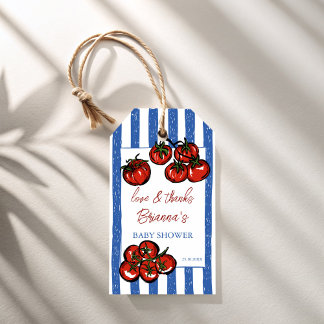 Ciao baby tomato blue Italian baby shower favor Presentetikett