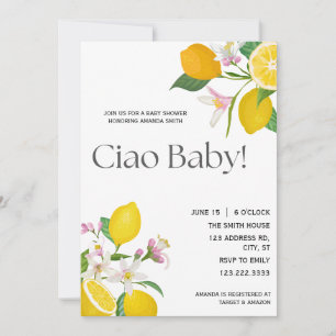 "Ciao Baby" Vackra italienska citroner och blommor Inbjudningar