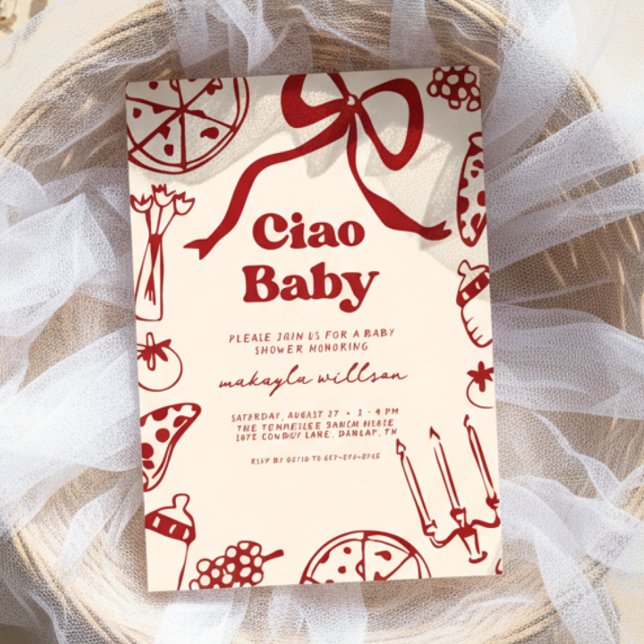Ciao Baby Whimsical Italian Pizza Baby Shower Inbjudningar (Skapare uppladdad)