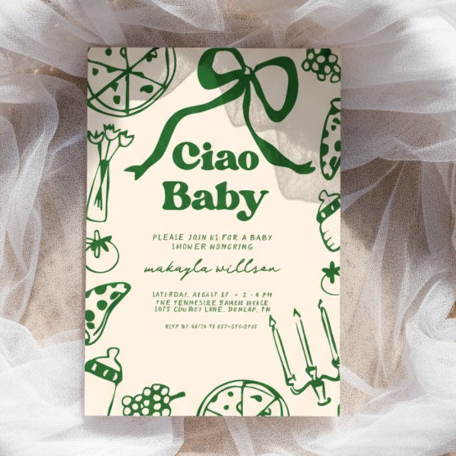 Ciao Baby Whimsical Italian Pizza Baby Shower Inbjudningar (Skapare uppladdad)
