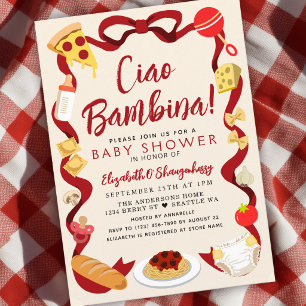 Ciao Baby Whimsical Italiensk Pizza Baby Shower Inbjudningar