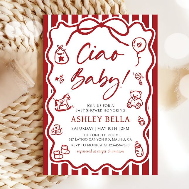 Ciao Baby Whimsical Italy Baby Shower Inbjudningar (Skapare uppladdad)