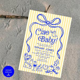Ciao Baby Whimsical Italy Lemons Baby Shower Inbjudningar