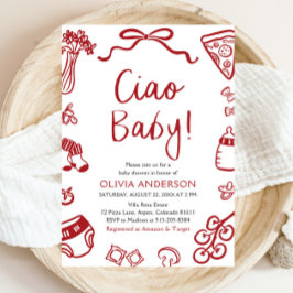 Ciao Baby Whimsical Italy Pizza Cute Baby Shower Inbjudningar