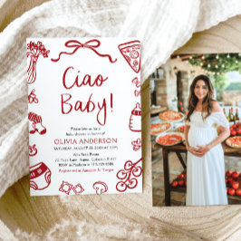 Ciao Baby Whimsical Italy Pizza Cute Baby Shower Inbjudningar
