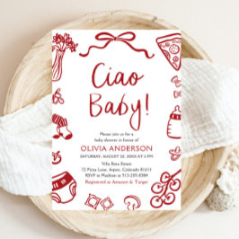 Ciao Baby Whimsical Italy Pizza Cute Baby Shower Inbjudningar