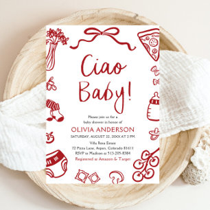 Ciao Baby Whimsical Italy Pizza Cute Baby Shower Inbjudningar