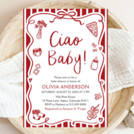 Ciao Baby Whimsical Italy Pizza Cute Baby Shower Inbjudningar
