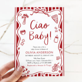 Ciao Baby Whimsical Italy Pizza Cute Baby Shower Inbjudningar