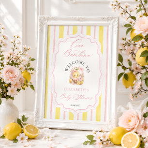 Ciao Bambina Citron Baby Shower Välkomstskylt för Poster
