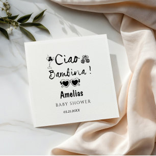 Ciao bambina italiensk handritad tema baby shower pappersservett