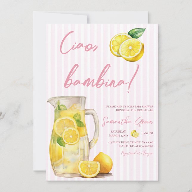 Ciao Bambina Lemon Baby Shower Inbjudningar (Framsida)