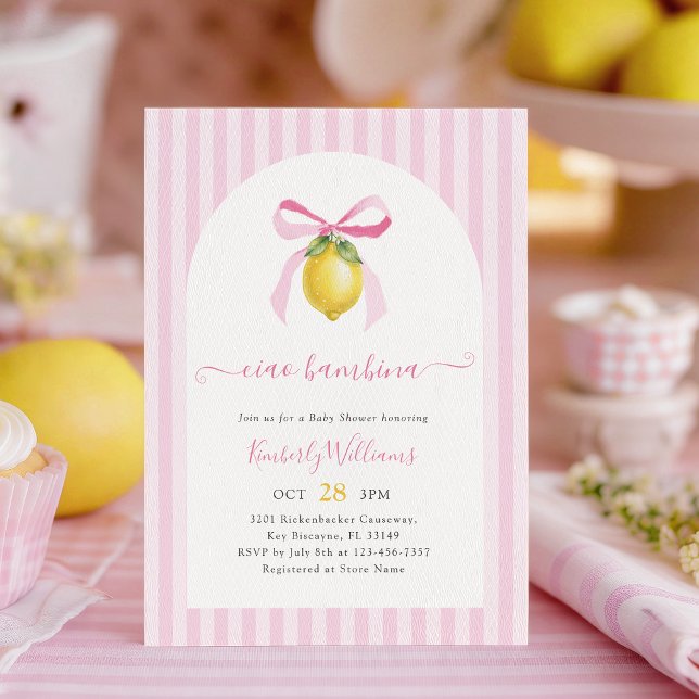 Ciao Bambina Pink Lemon Baby Shower Invitation Inbjudningar (Skapare uppladdad)