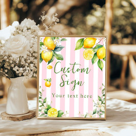 Ciao Bambina Pink Stripe Lemon Custom Sign Poster
