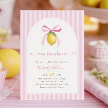 Ciao Bambina Rosa Citron Baby Shower Inbjudan