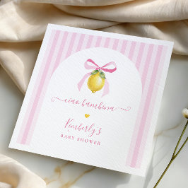 Ciao Bambina Rosa Randiga Lemon Förlossningsfest Pappersservett