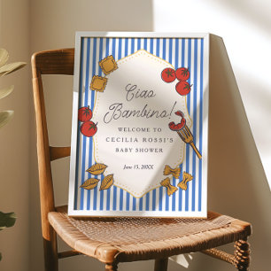 Ciao Bambino Blå Italiensk Pasta Baby Shower Skylt
