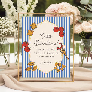 Ciao Bambino Blå Italiensk Pasta Baby Shower Skylt