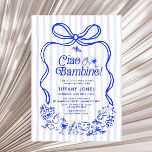 Ciao Bambino Blue Italy Lemons Baby Shower Inbjudningar