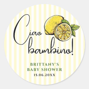 Ciao Bambino Citron Italiensk Sommar Bebis Shower Runt Klistermärke