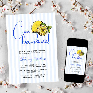 Ciao Bambino Citrus Italy Blue Shower Inbjudningar