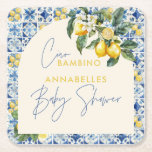 Ciao Bambino greek lemon babydusch Underlägg Papper Kvadrat<br><div class="desc">Ciao Bambino Baby Shower Inbjudan. Grekiska,  grekiska,  Santorini,  italienske dekanorfavören Bambino party underlägg. Tema för olivodling vid Blåplattan,  Lemon,  Medelhavet. Hämta,  hämtningsbar redigerbar mall. Kön Neutral party design. Idealisk könsneutral design. Perfekt som samordnar vår,  sommarhösten,  höstskur för vintern. Del av en samling</div>