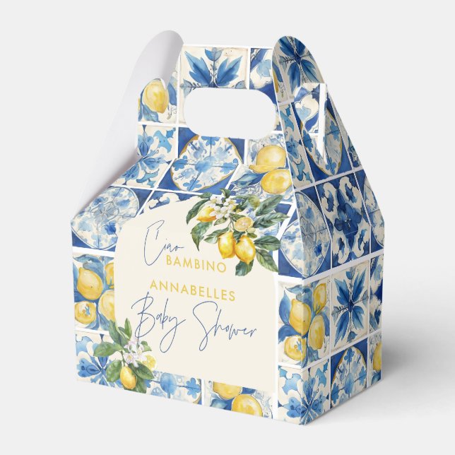 Ciao Bambino grekiskt citron baby shower Presentaskar (Baksidan Sidan)