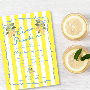 Ciao Bambino Gulrandig Blå Citron Bebisens Första  Inbjudningar