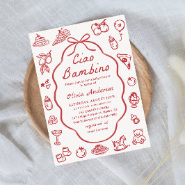 Ciao Bambino Hand plockade Italienska Lemon Baby S Inbjudningar
