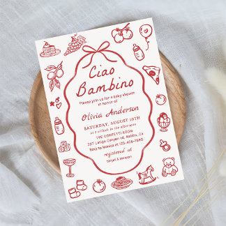 Ciao Bambino Hand plockade Italienska Lemon Baby S Inbjudningar