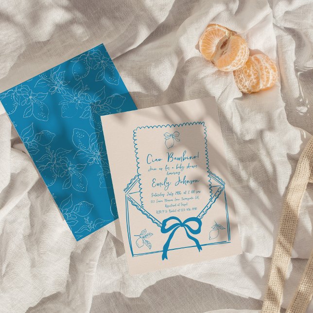 Ciao Bambino Hand plockade Lemon Baby Shower Inbjudningar (Skapare uppladdad)