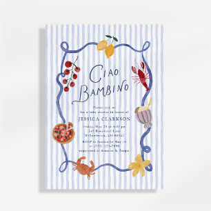 Ciao Bambino Handmålad italiensk stil baby shower Inbjudningar