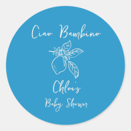 Ciao Bambino Handritta Citron Baby Shower Runt Klistermärke