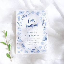 Ciao Bambino Italian Blue Boy Baby Shower Inbjudningar