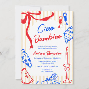 Ciao Bambino Italiensk Handritad Baby Shower Inbjudningar