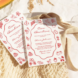 Ciao Bambino Italienskt Illustrated Baby Shower Inbjudningar