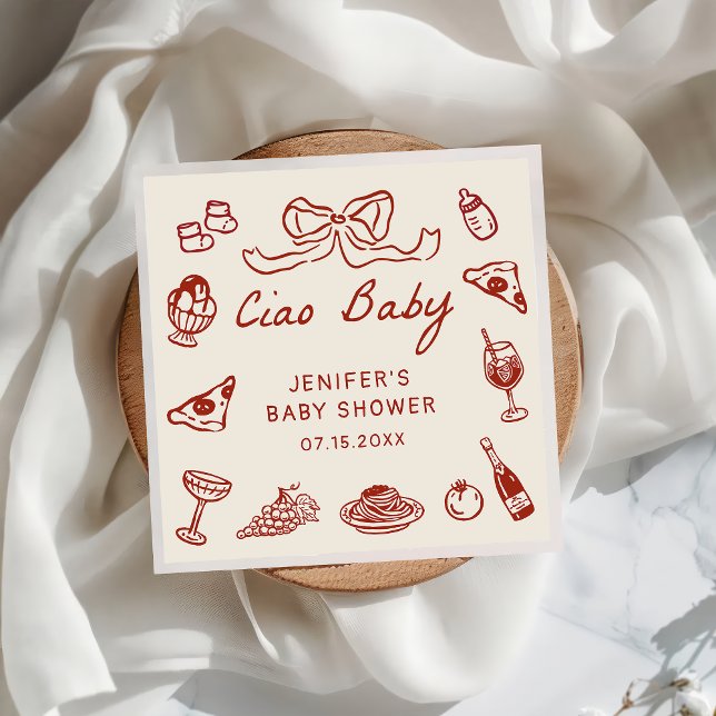 Ciao Bambino Italienskt Illustrated Baby Shower Pappersservett (Skapare uppladdad)