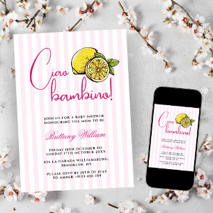 Ciao Bambino Lemon Italienska sommarbabyskor Inbjudningar
